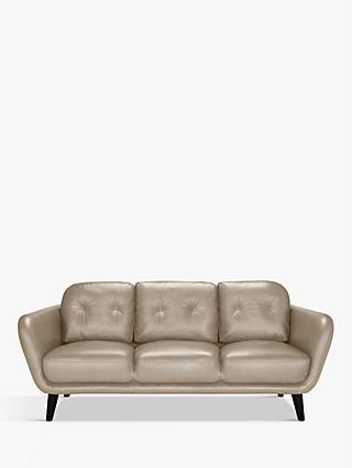 Arlo Range, John Lewis Arlo Large 3 Seater Leather Sofa, Dark Leg, Nature Putty
