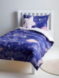 John Lewis Constellation Glow in the Dark Reversible Pure Cotton Duvet Cover and Pillowcase Set, Single, Blue