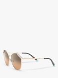 Tiffany & Co TF3073B Women's Round Sunglasses, Pale Gold/Brown Gradient