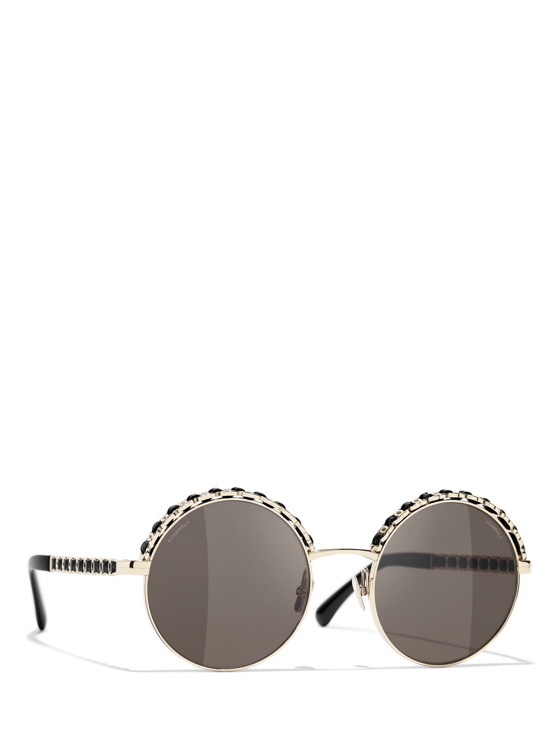 CHANEL Round Sunglasses CH4265Q Pale Gold/Grey at John Lewis & Partners
