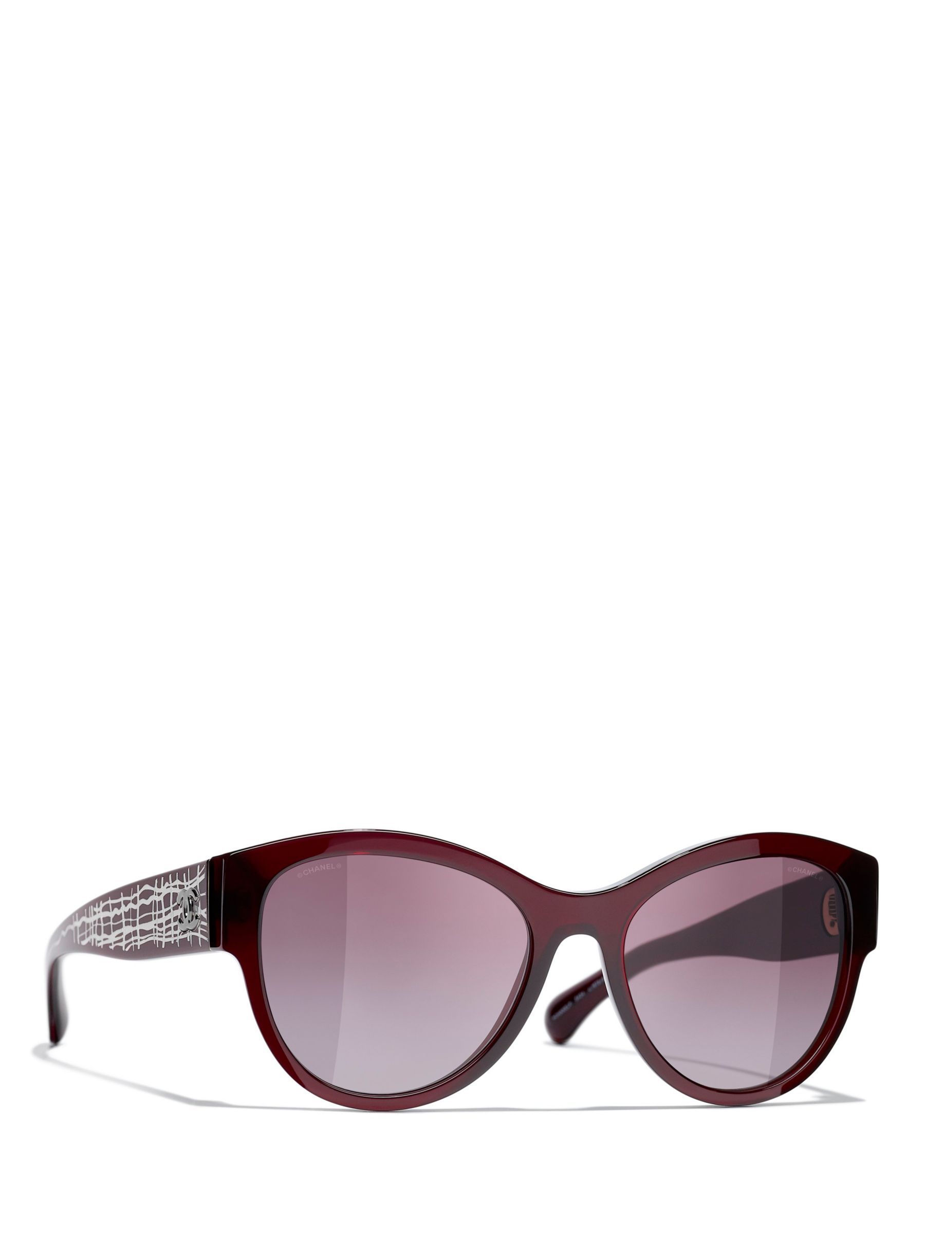 CHANEL Oval Sunglasses CH5434 Dark Red/Pink Gradient at John Lewis