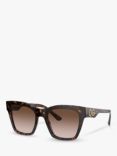 Dolce & Gabbana DG4384 Women's Square Sunglasses, Havana/Brown Gradient