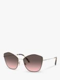 Miu Miu MU 60VS Women's Cat's Eye Sunglasses, Pale Gold/Pink Grey Gradient