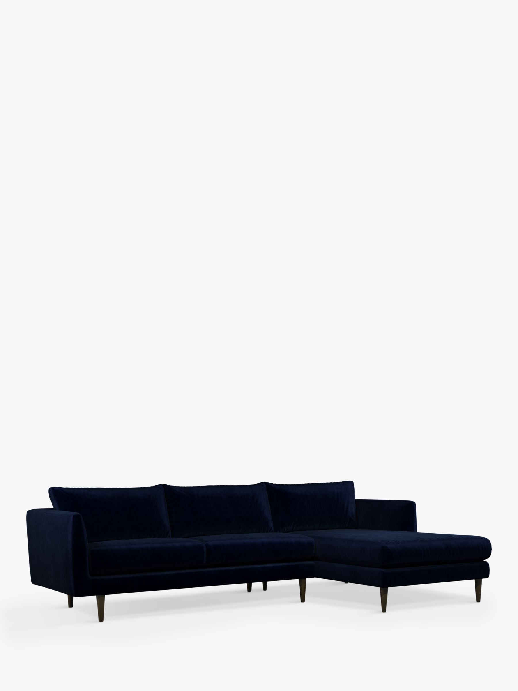Latimer Range, John Lewis + Swoon Latimer Large 3 Seater Chaise End Sofa, Caspian Blue Velvet