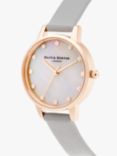 Olivia Burton OB16SE12 Women's Classic Leather Strap Watch, Grey/Mother of Pearl