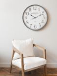 Libra Interiors Hotel La Fleur Arabic Numeral Round Wall Clock, 67cm, White/Grey