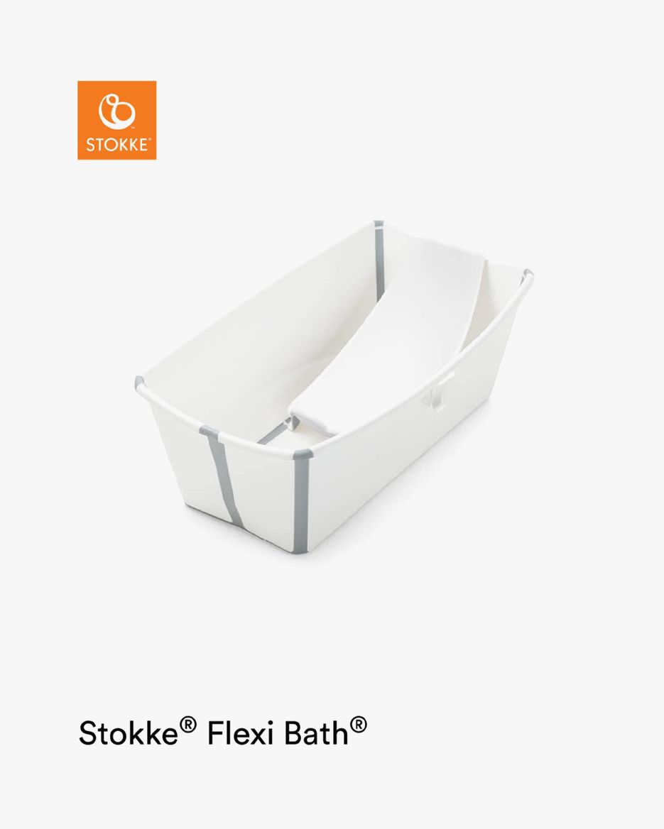 Stokke Flexi Bath Baby Bath and Flexi Bath Newborn Support Bundle, White/Grey