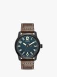 Citizen BM8478-01L Men's Day Date Leather Strap Watch, Brown/Blue