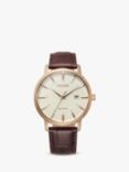 Citizen BM7463-12A Men's Eco-Drive Date Leather Strap Watch, Brown/White