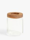 John Lewis Airtight Glass Storage Jar with Acacia Wood Lid, Clear/Natural