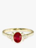 E.W Adams 18ct Yellow Gold Oval Ruby & Diamond Ring, N