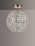 Impex Nord Crystal Semi Flush Ceiling Light, Clear/Gold