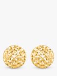 IBB 9ct Gold Diamond Cut Button Stud Earrings
