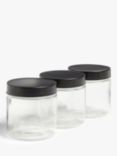 John Lewis ANYDAY Glass Storage Container, Set of 3, 870ml, Clear/Black