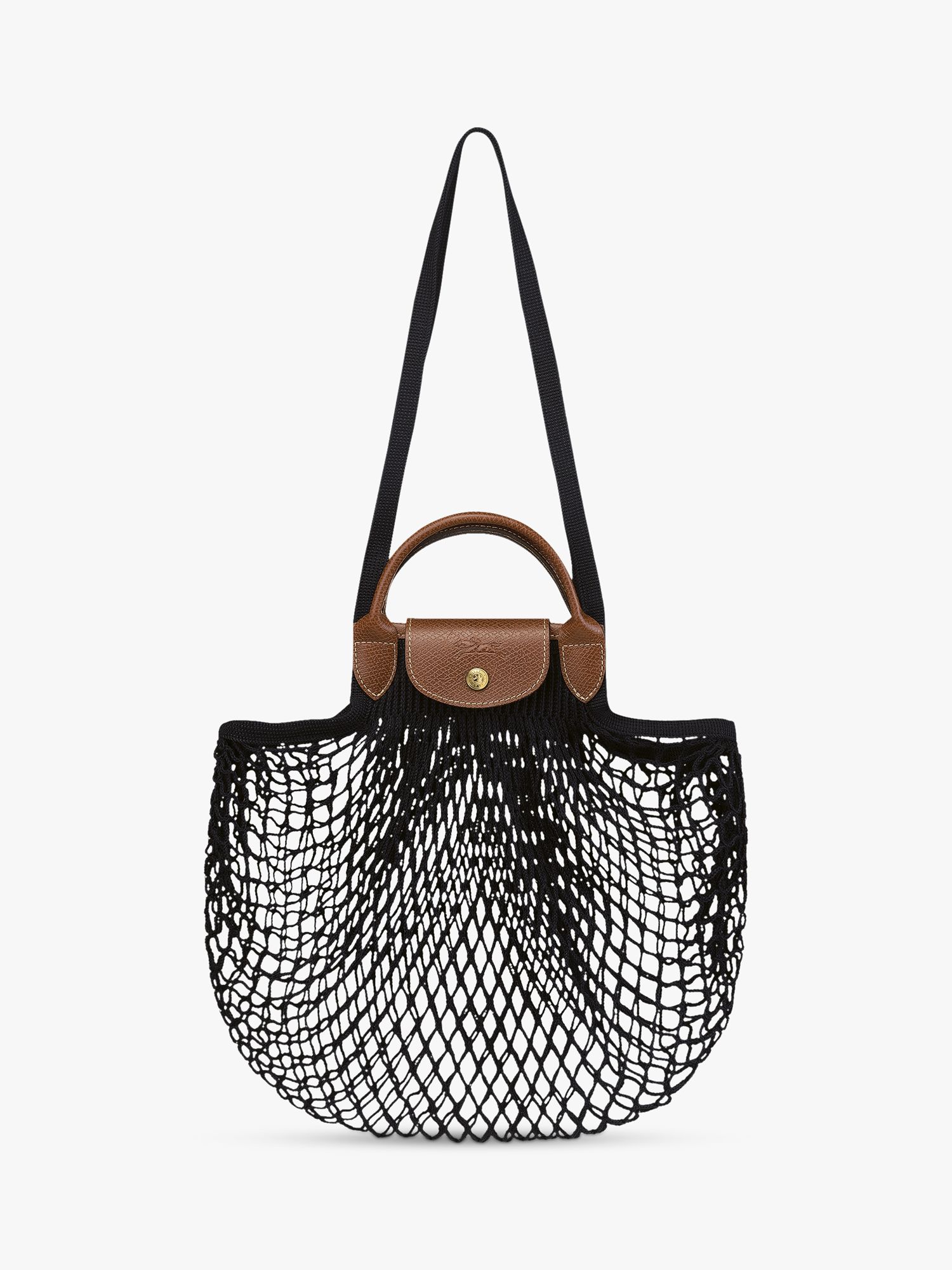 Longchamp Le Pliage Filet Mini Top Handle Bag, Black at John Lewis &  Partners