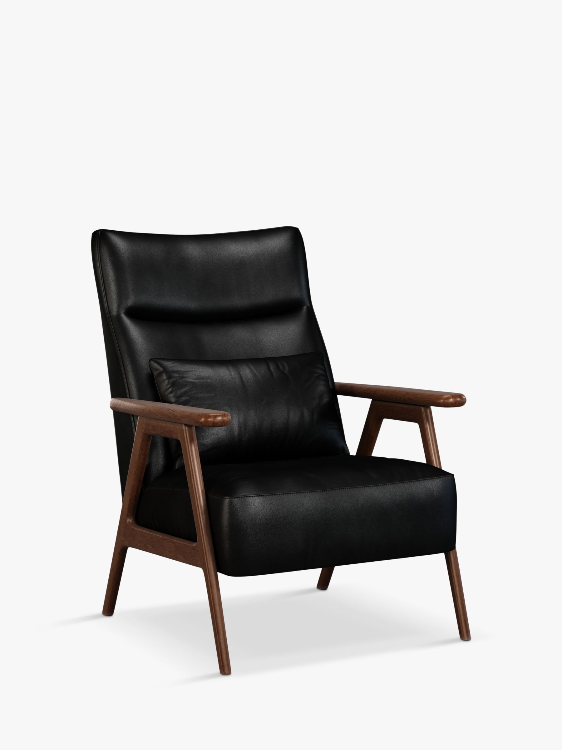 Hendricks Range, John Lewis Hendricks High Back Leather Accent Chair, Dark Leg, Contempo Black