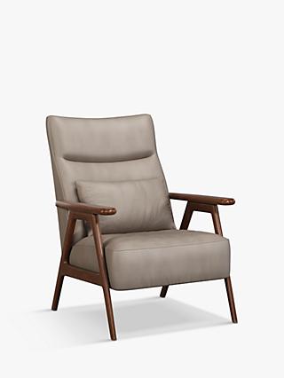 Hendricks Range, John Lewis Hendricks High Back Leather Accent Chair, Dark Leg, Nature Putty