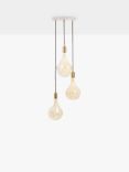 Tala Brass Triple Pendant Ceiling Light with Voronoi II 3W ES LED Dimmable Tinted Bulbs, White