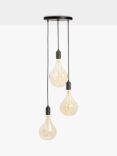 Tala Graphite Triple Pendant Cluster Ceiling Light with Voronoi II 3W ES LED Dimmable Tinted Bulbs