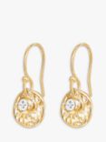 Dower & Hall Textured Round Charm and Sapphire Twinkle Drop Earrings, Gold