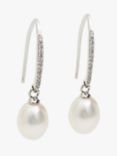 Lido Cubic Zirconia Pearl Drop Earrings, Silver/White