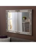 Yearn Baroque Rectangular Wood Framed Wall Mirror, Silver