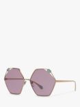 BVLGARI BV6160 Women's Irregular Sunglasses, Gold/Pink