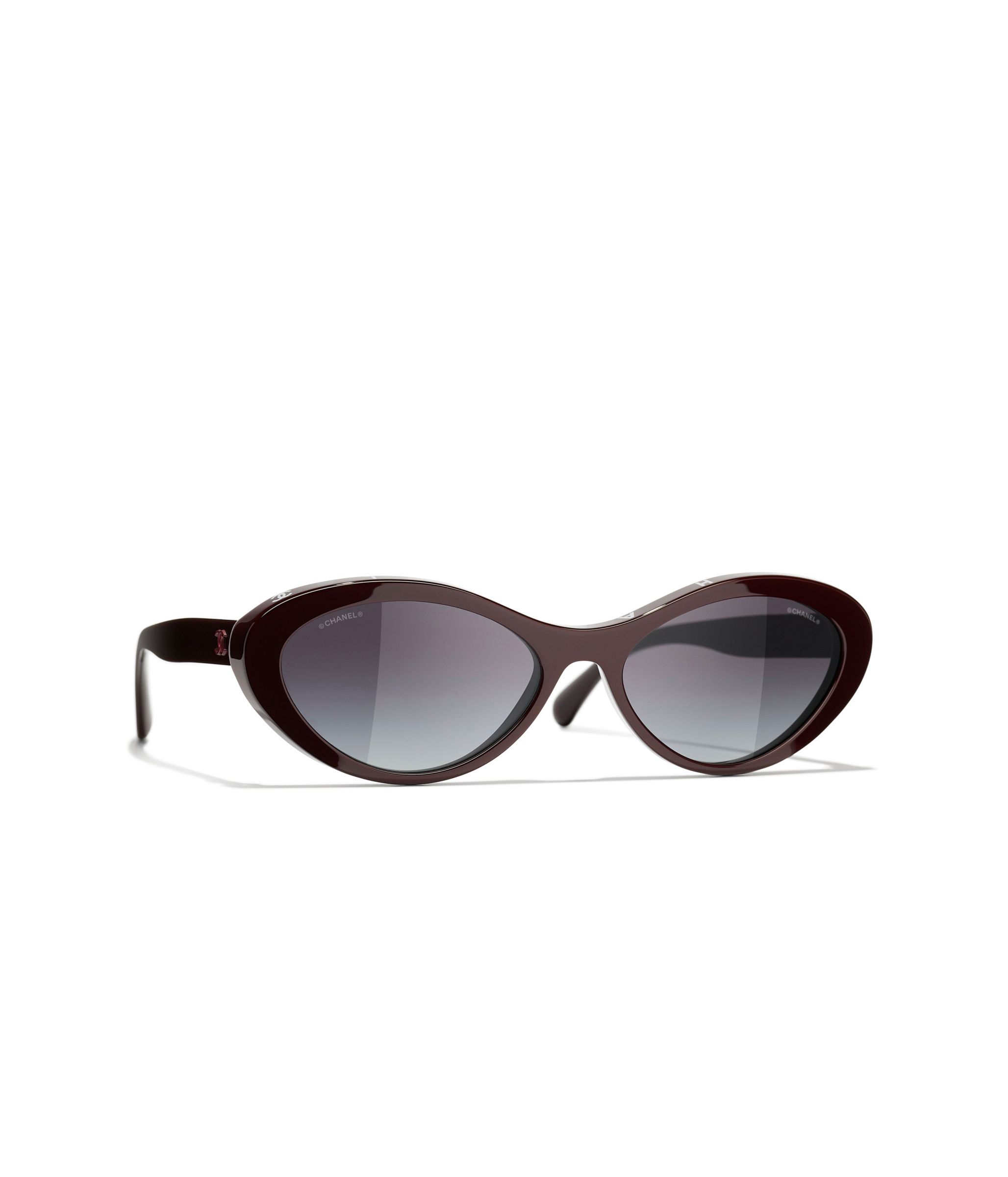 CHANEL Oval Sunglasses CH5416 Dark Red/Grey Gradient at John Lewis &  Partners