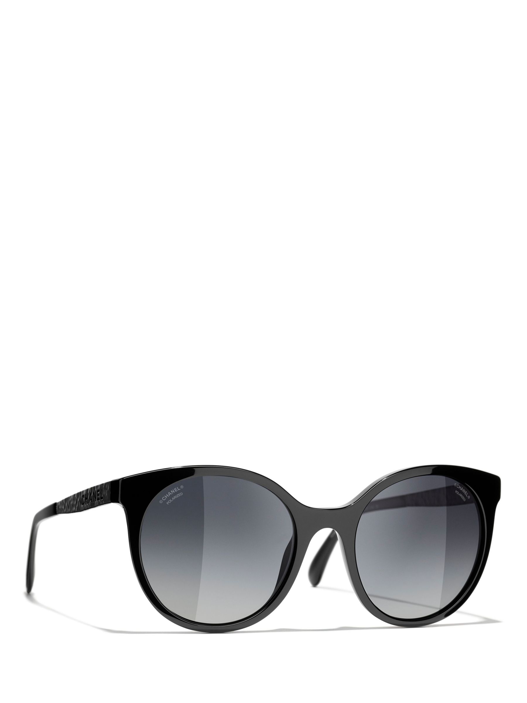CHANEL Oval Sunglasses CH5440 Black/Grey Gradient at John Lewis