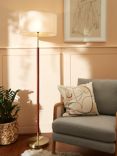 John Lewis Hamilton Floor Lamp, Walnut Stain/Antique Brass