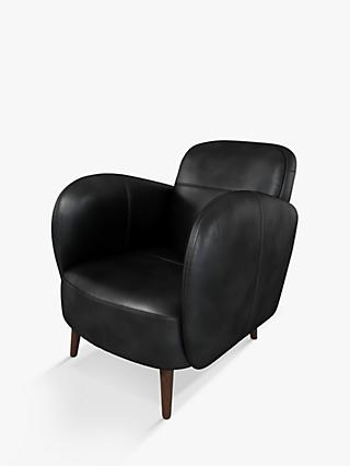 Club Range, John Lewis Club Leather Armchair, Dark Leg, Contempo Black