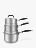 John Lewis 'The Pan' Stainless Steel Saucepans with Glass Lids Set, 3 Piece
