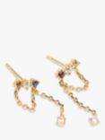 PDPAOLA Mana Cubic Zirconia Chain Drop Earrings, Gold/Multi