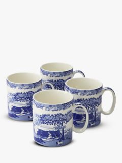 Spode Blue Italian Mugs, Set of 4, 500ml, Blue/White