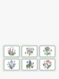 Portmeirion Botanic Garden Cork-Backed Placemats & Coasters, Set of 6, White/Multi