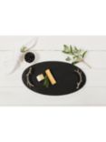 Selbrae House Oval Slate Tray with Antler Handles, Black