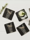 Selbrae House Crown Zebra Slate Coasters, Set of 4, Black/Gold