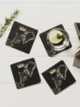 Selbrae House Crown Elephant Slate Coasters, Set of 4, Black/Gold