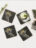 Selbrae House Crown Giraffe Slate Coasters, Set of 4, Black/Gold
