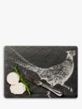 Selbrae House Pheasant Etched Slate Serving Board & Cheese Knife Set, Black
