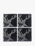 Selbrae House Stag Slate Placemats and Coasters, Set of 4, Black