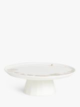 John Lewis Willow Landscape Fine China Cake Stand, 29.5cm, White/Gold