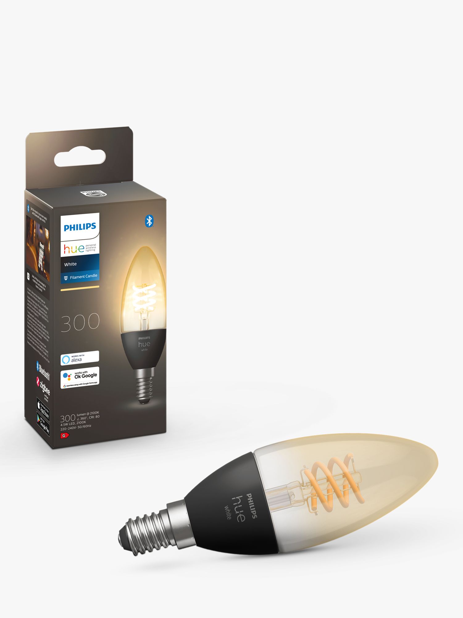 Philips White 4.5W E14 Single Filament Dimmable Smart Bulb with