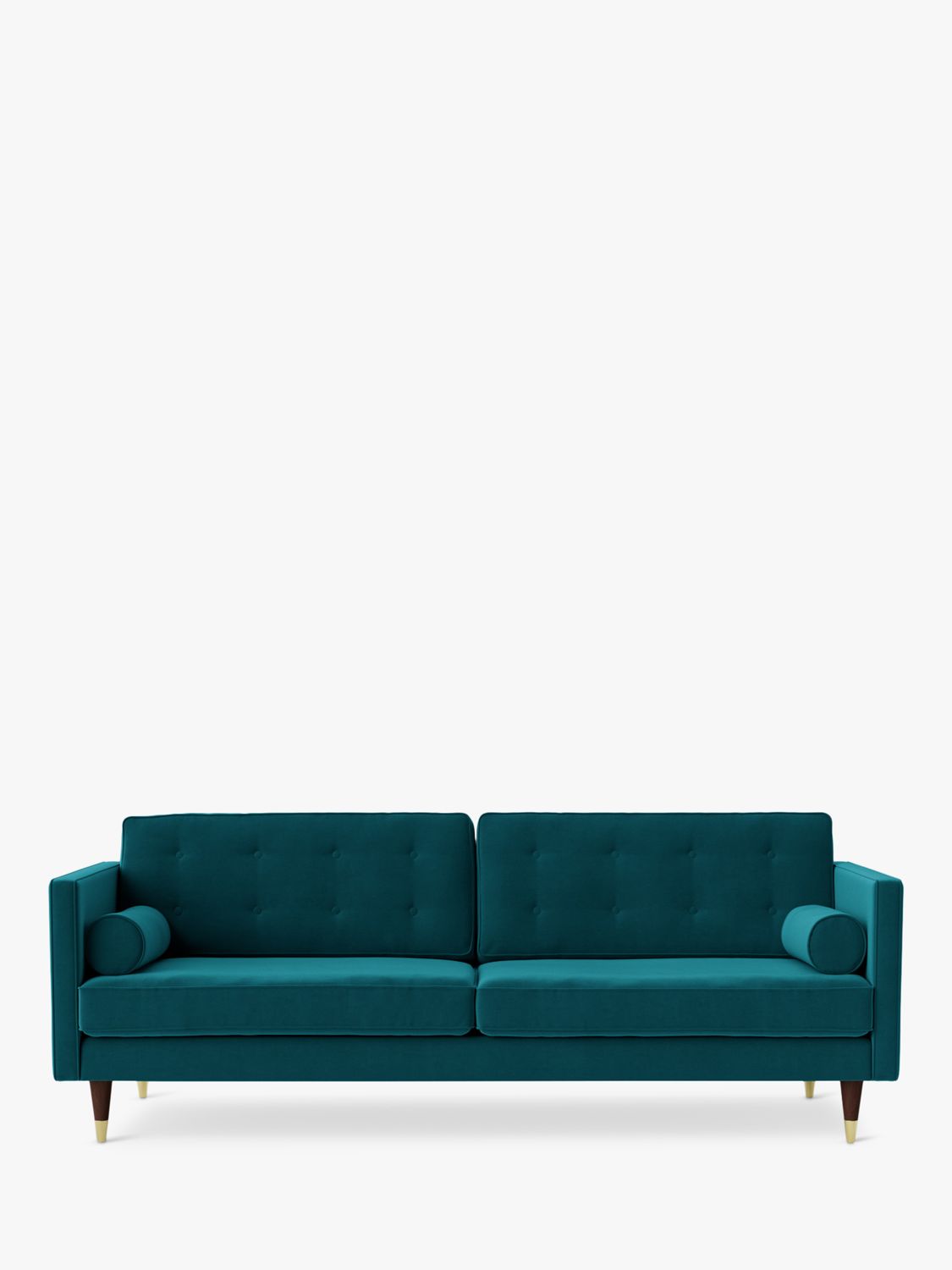 Porto Range, Swoon Porto Large 3 Seater Sofa, Dark Leg, Kingfisher Velvet