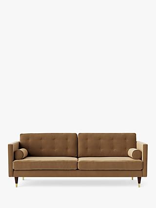 Porto Range, Swoon Porto Large 3 Seater Sofa, Dark Leg, Biscuit Velvet