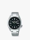 Seiko Men's 5 Sports Automatic Day Date Bracelet Strap Watch, Silver/Black SRPE55K1