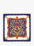 Aspinal of London Signature Shield Silk Square Scarf, Blue