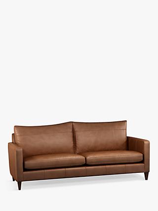 John Lewis Bailey Grand 4 Seater Leather Sofa, Dark Leg, Sellvagio Cognac