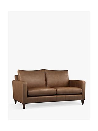 John Lewis Bailey Medium 2 Seater Leather Sofa, Dark Leg, Sellvagio Cognac