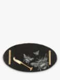 Selbrae House Bee Oval Slate Serving Tray with Gold Handles & Cheese Knife, Black/Gold